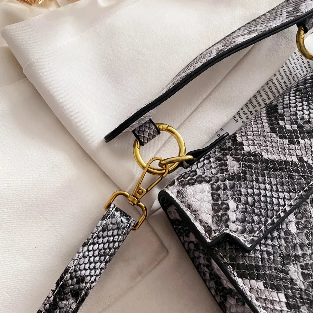 PU Leather Snakeskin Print Crossbody Bag Carauana Store