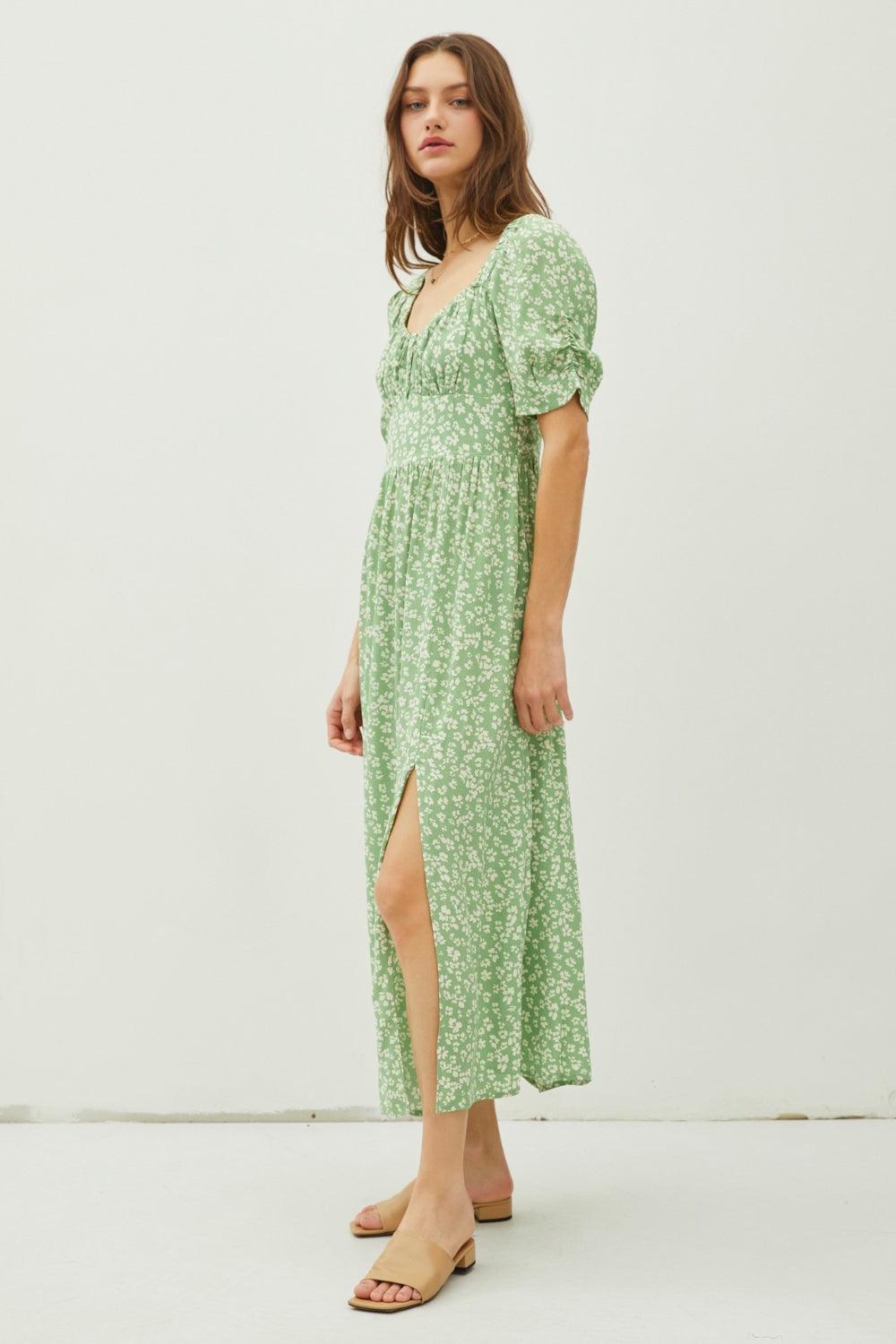 Be Cool Floral Smocked Back Slit Dress Carauana Store