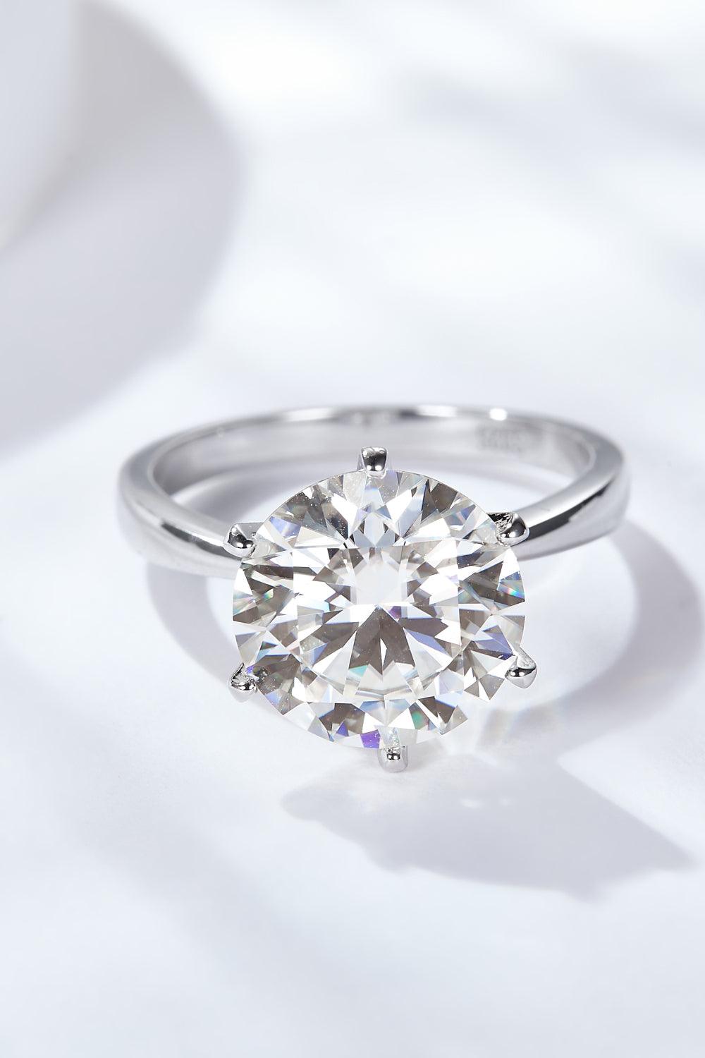 Platinum-Plated 5 Carat Moissanite Solitaire Ring Carauana Store