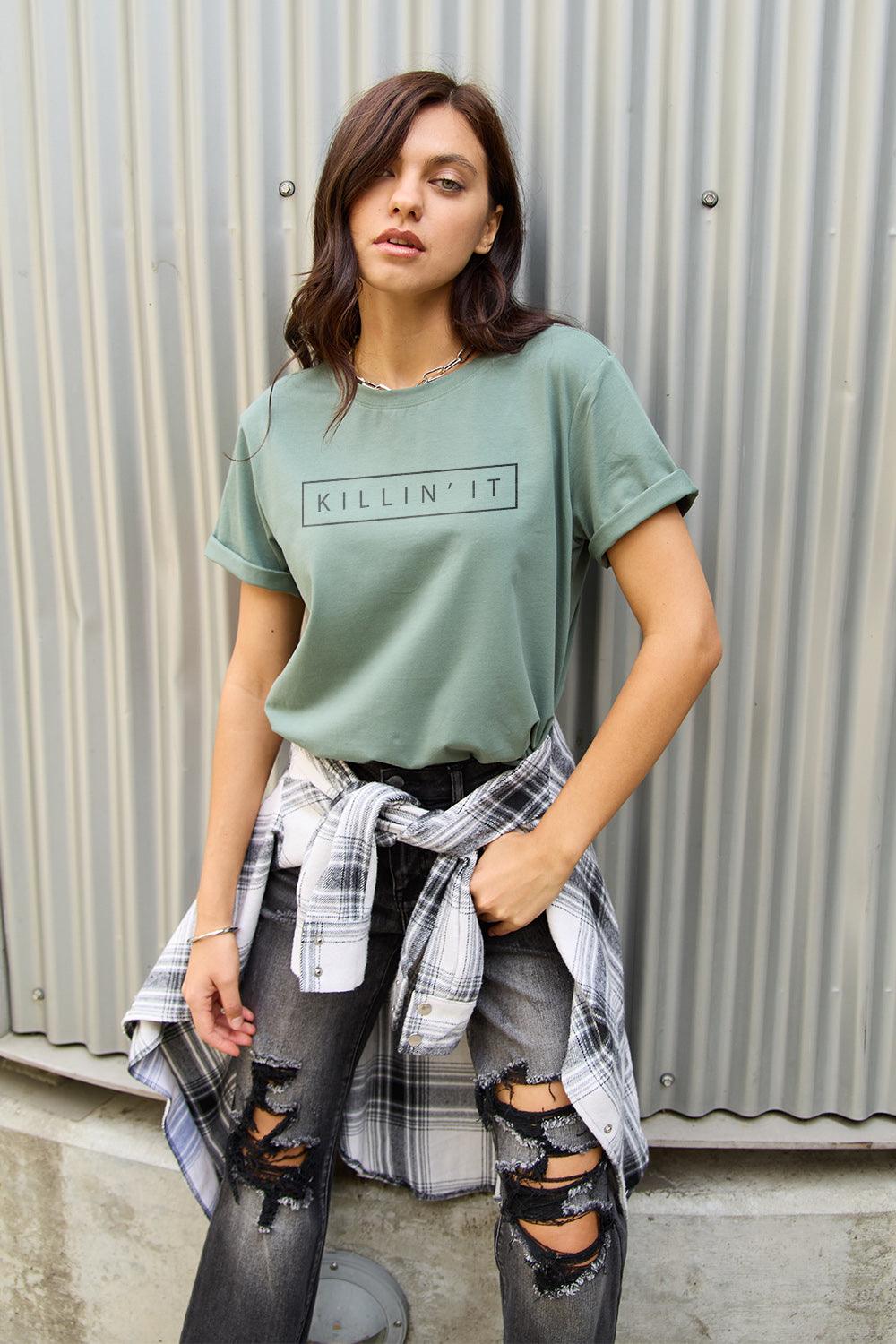 Simply Love Full Size KILLIN'IT Short Sleeve T-Shirt Carauana Store