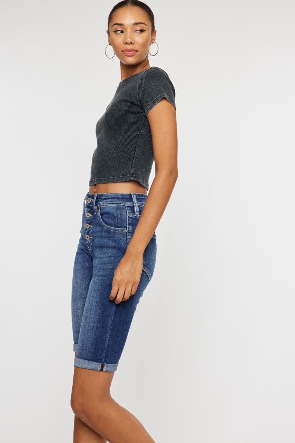 Kancan Full Size Cat's Whiskers Button Fly Denim Shorts Carauana Store