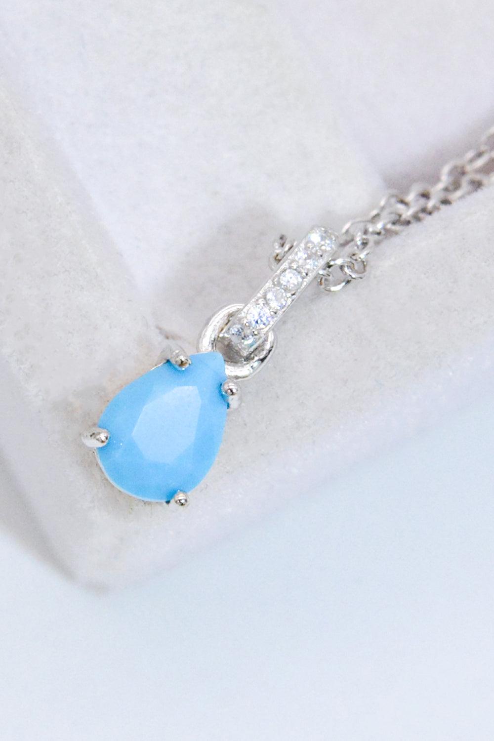 Teardrop Turquoise 4-Prong Pendant Necklace Carauana Store
