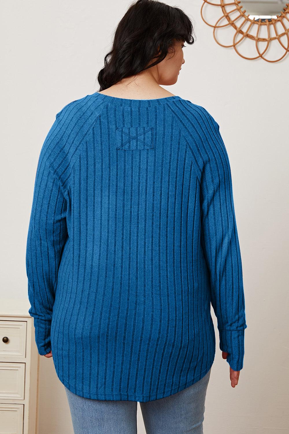 Basic Bae Full Size Ribbed Thumbhole Sleeve T-Shirt Carauana Store