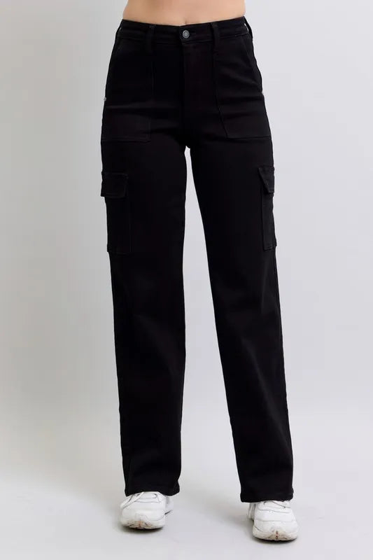 Judy Blue Full Size High Waist Cargo Wide Leg Jeans Plus Size Carauana Store