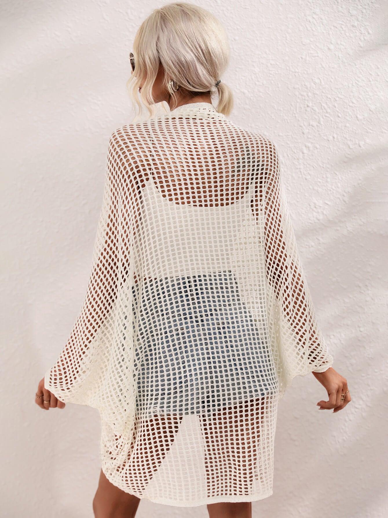 Openwork Open Front Longline Cover Up Carauana Store