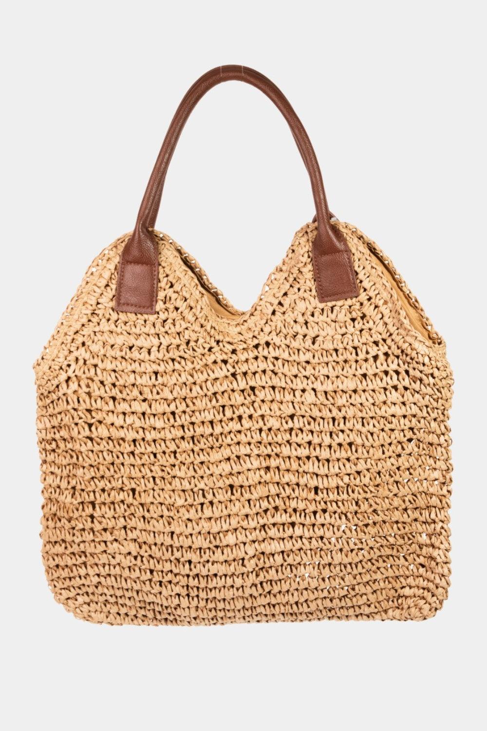 Fame Straw Braided Faux Leather Strap Shoulder Bag Carauana Store
