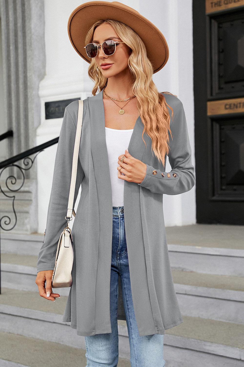 Open Front Long Sleeve Cardigan Carauana Store
