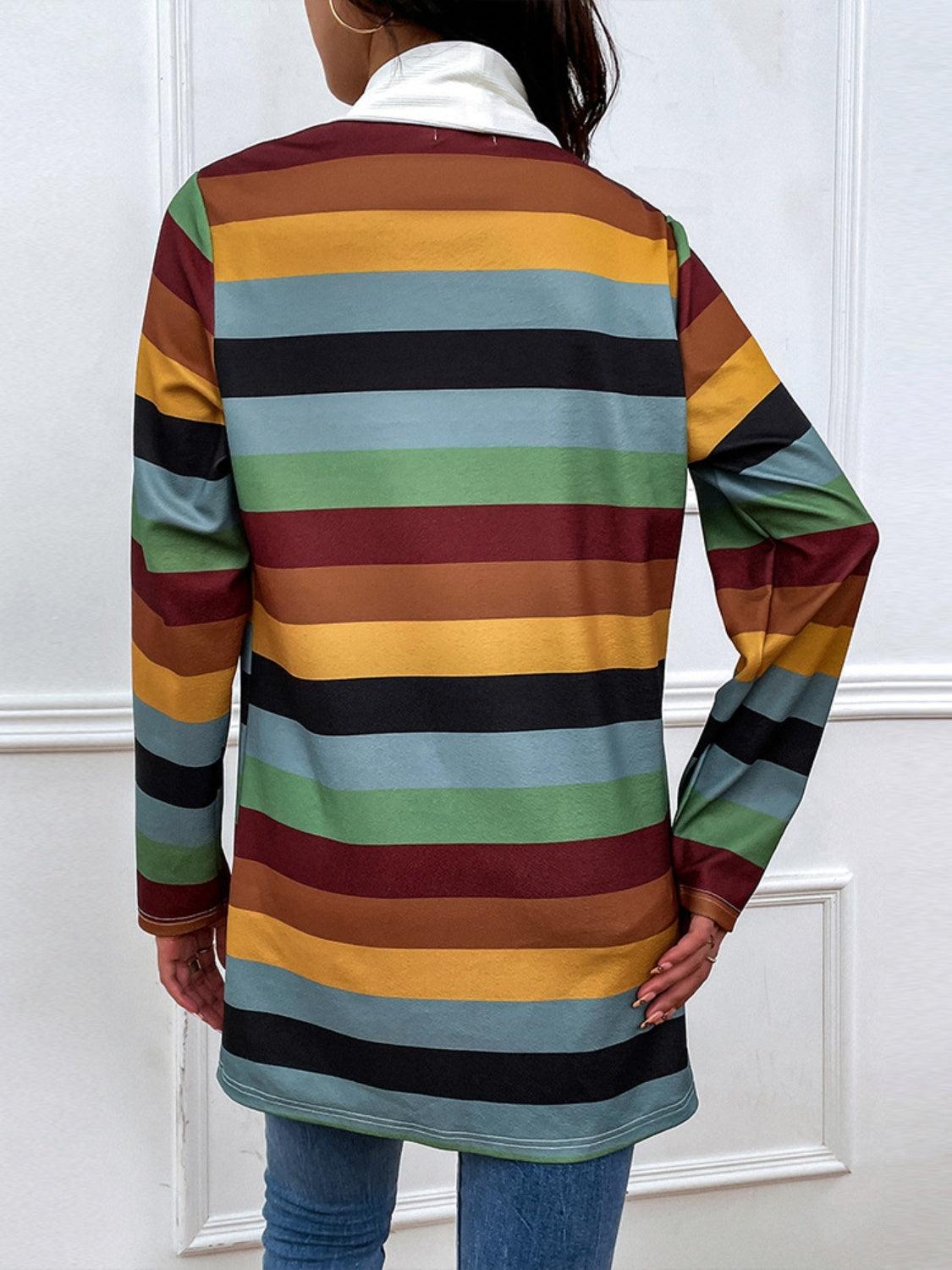 Shiny Color Block Open Front Cardigan Carauana Store