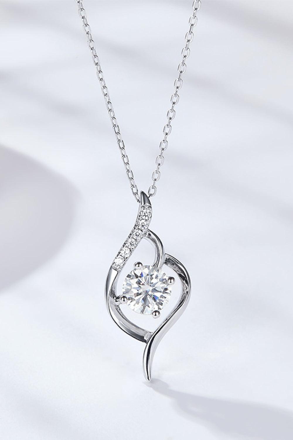 Platinum-Plated 1 Carat Moissanite Pendant Necklace Carauana Store