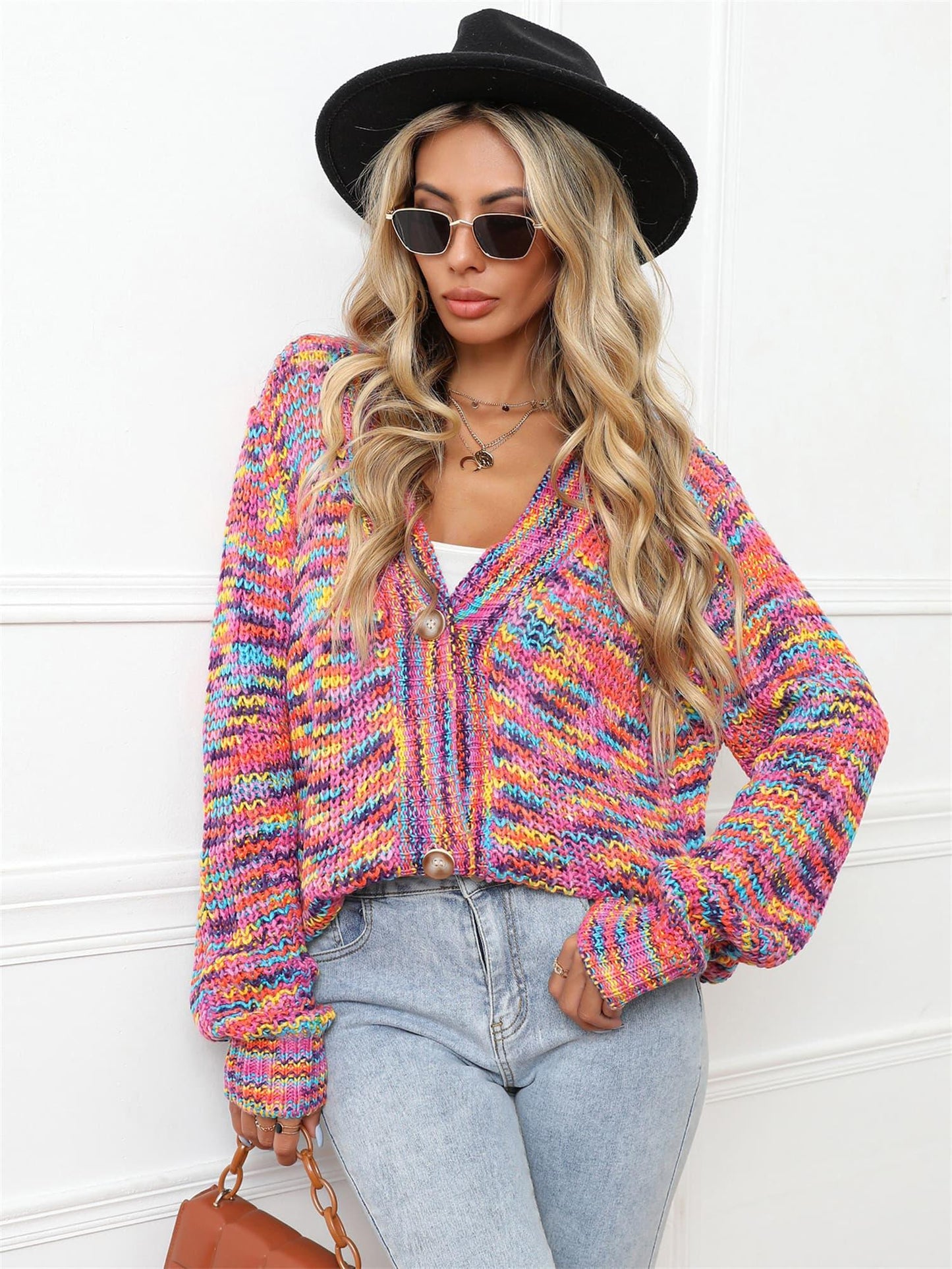 Angel Wings V-Neck Long Sleeve Cardigan Carauana Store