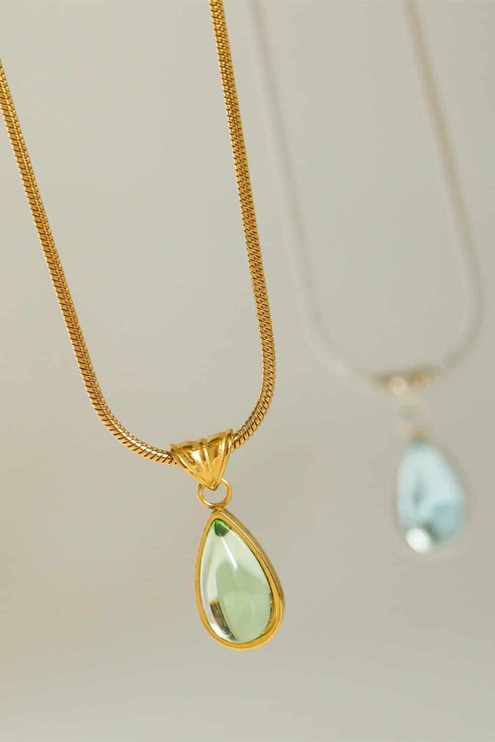 Teardrop Shape Titanium Steel Pendant Necklace Carauana Store