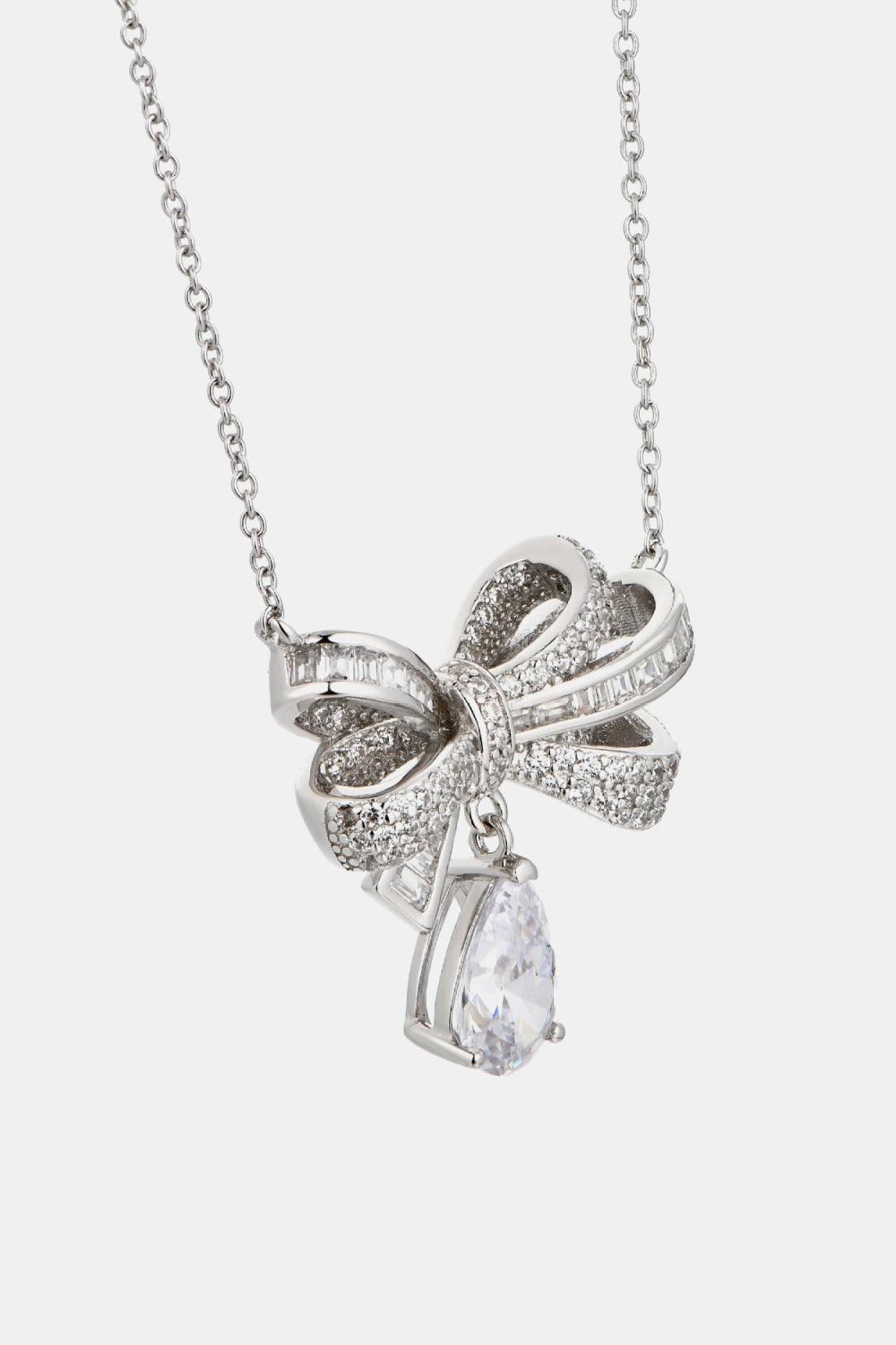 Teardrop Shape 925 Sterling Silver Zircon Pendant Necklace Carauana Store