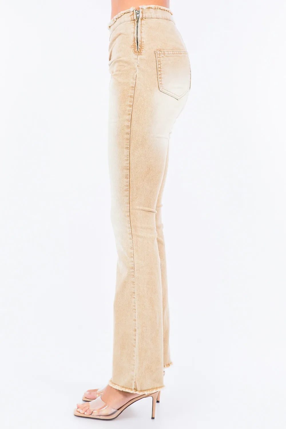 American Bazi V-Cut Ruched Flare Pants Carauana Store