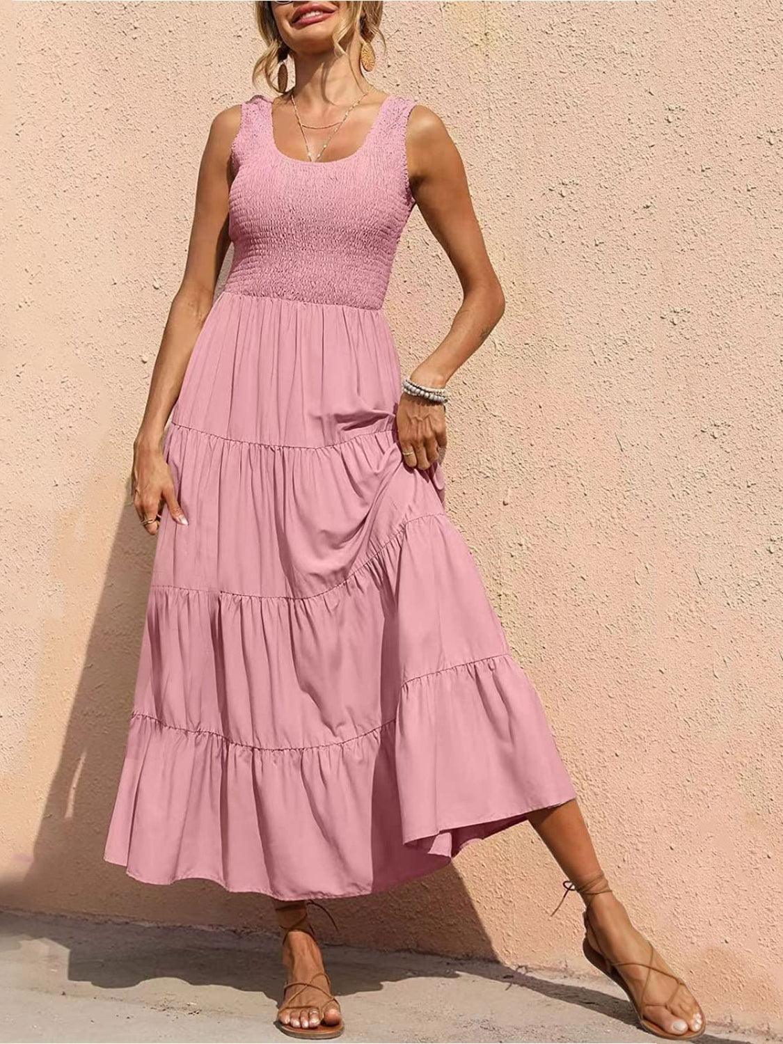 Tiered Smocked Wide Strap Dress Carauana Store
