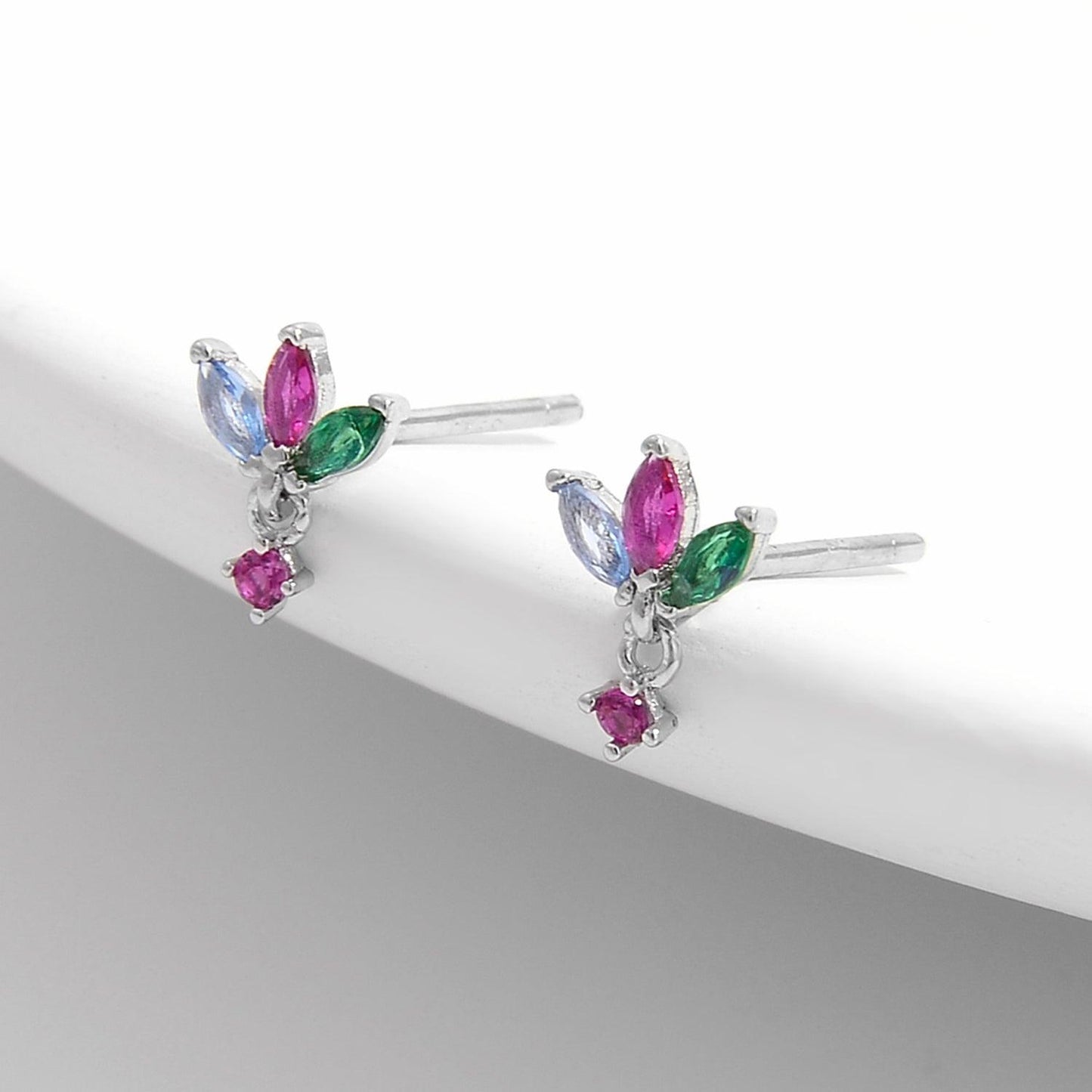 Inlaid Zircon 925 Sterling Silver Geometric Stud Earrings Carauana Store