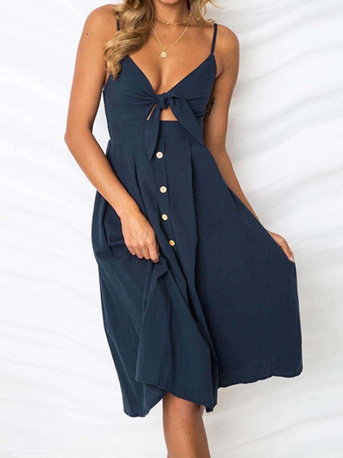 Cutout Smocked Sweetheart Neck Cami Dress Carauana Store