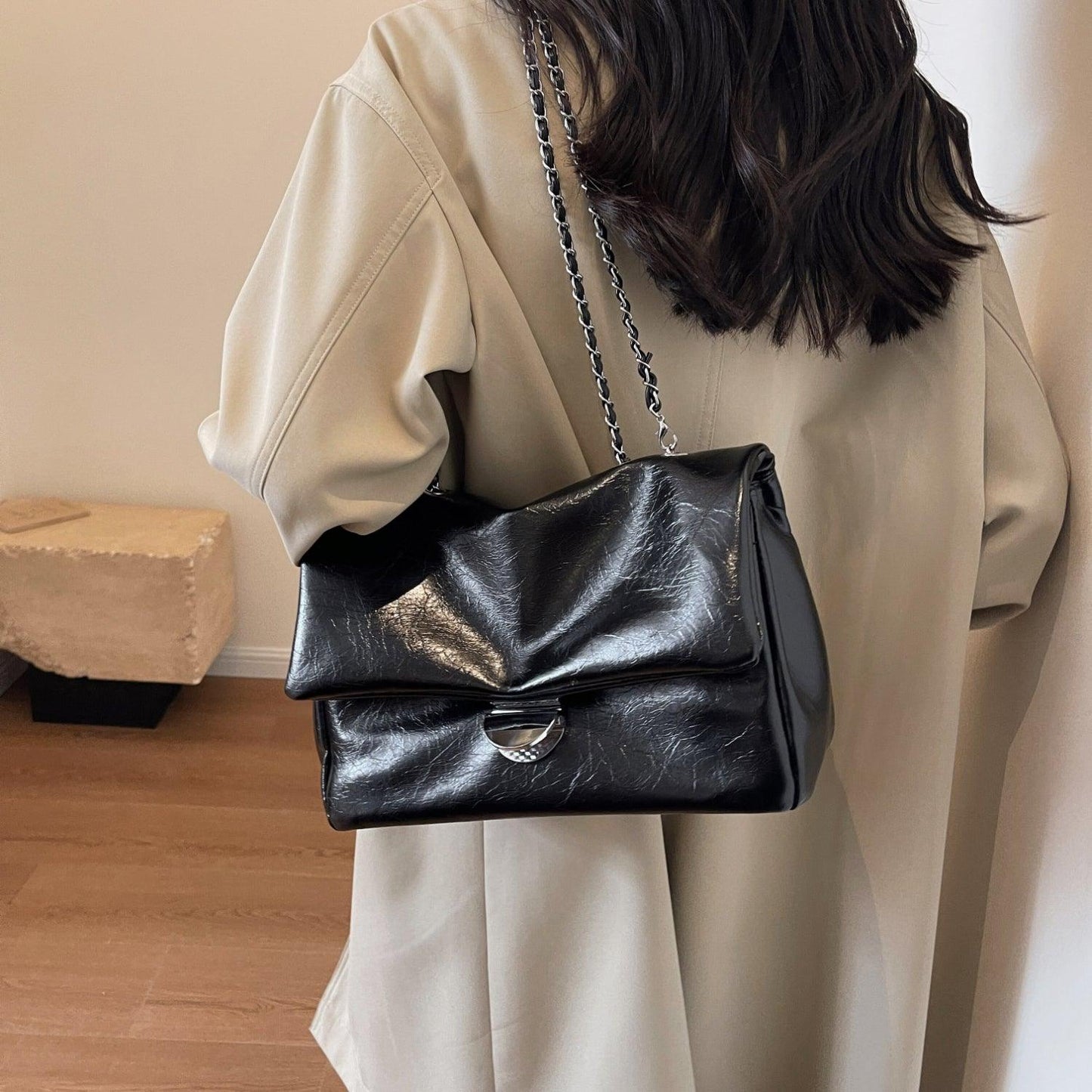 Textured PU Leather Shoulder Bag Carauana Store