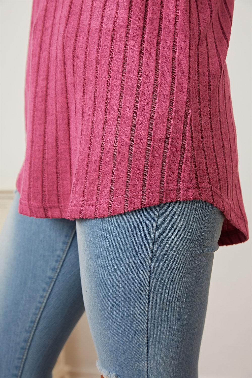 Basic Bae Full Size Ribbed Thumbhole Sleeve T-Shirt Carauana Store