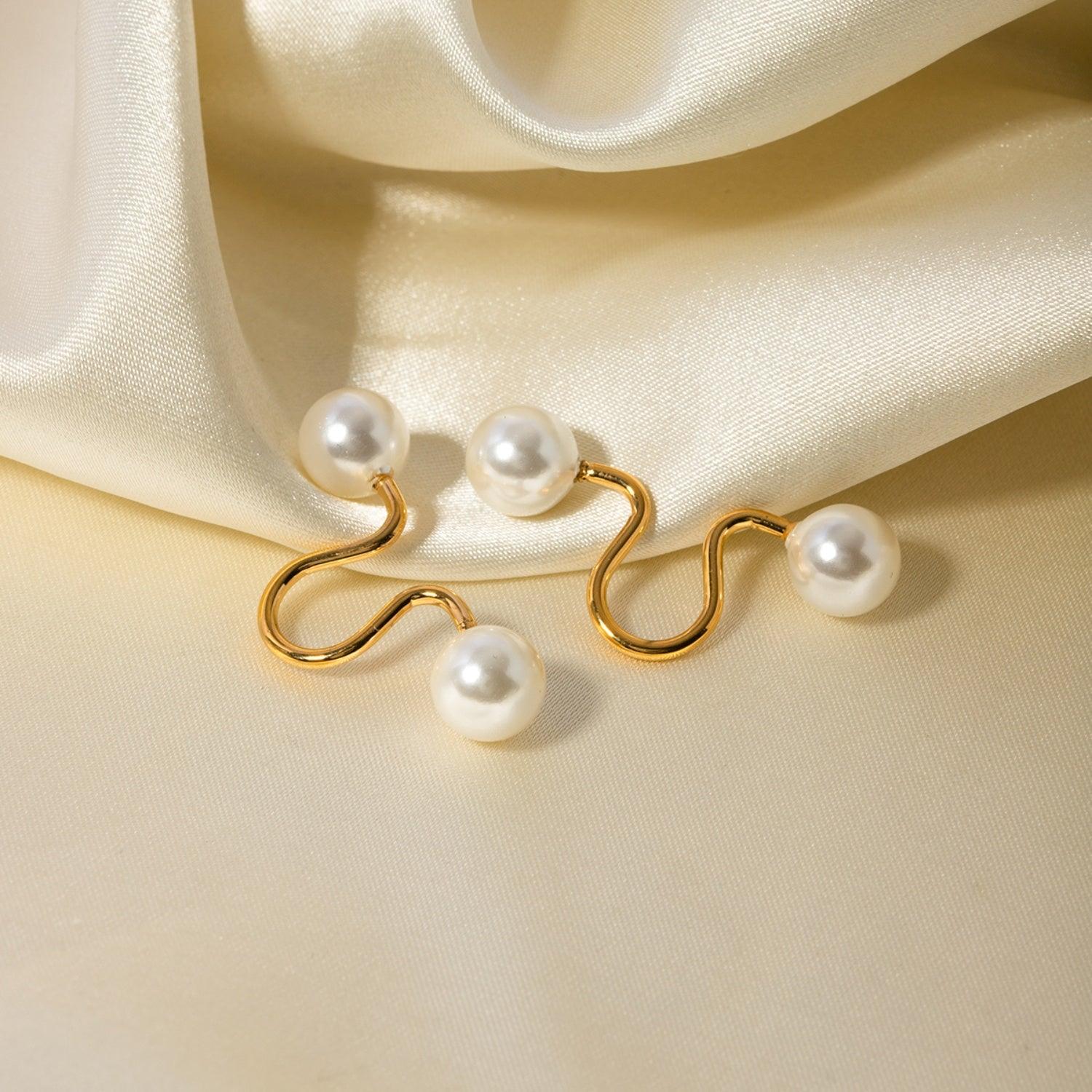 Stainless Steel Imitation Pearl Cuff Earrings Carauana Store