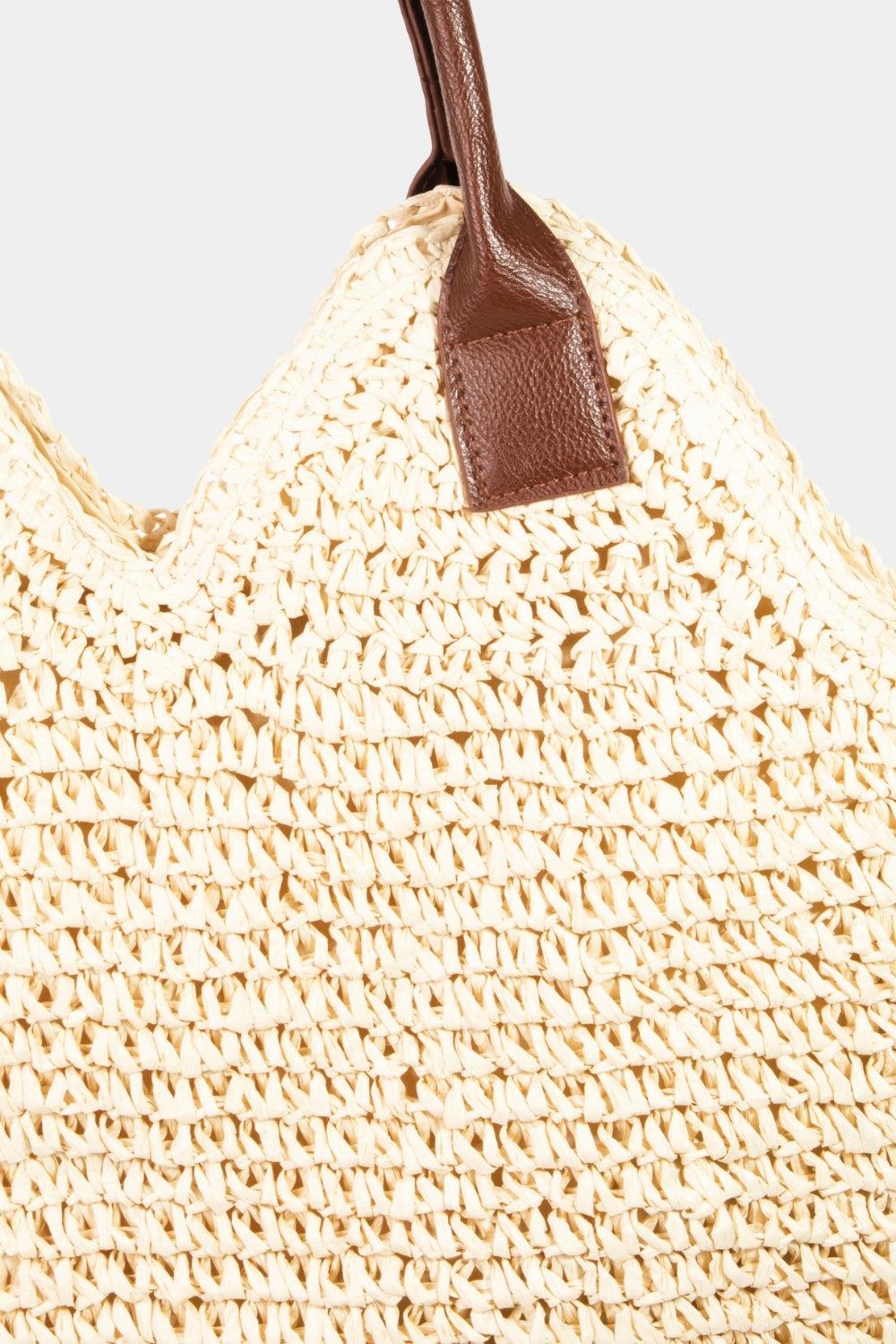 Fame Straw Braided Faux Leather Strap Shoulder Bag Carauana Store