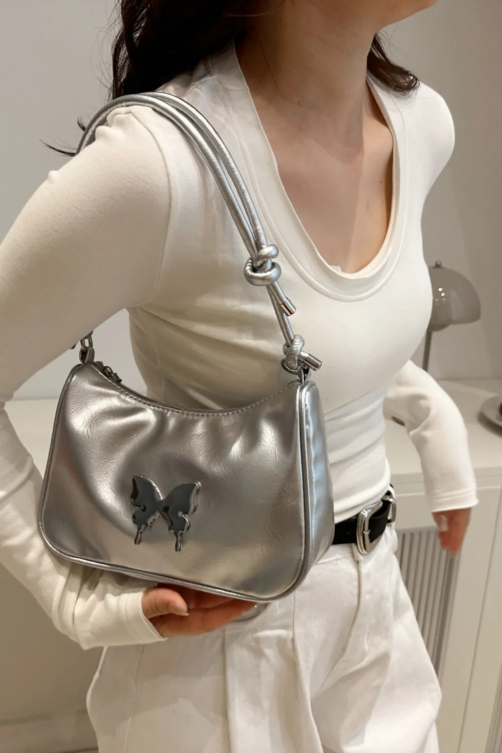 Butterfly PU Leather Knotted Strap Shoulder Bag Carauana Store