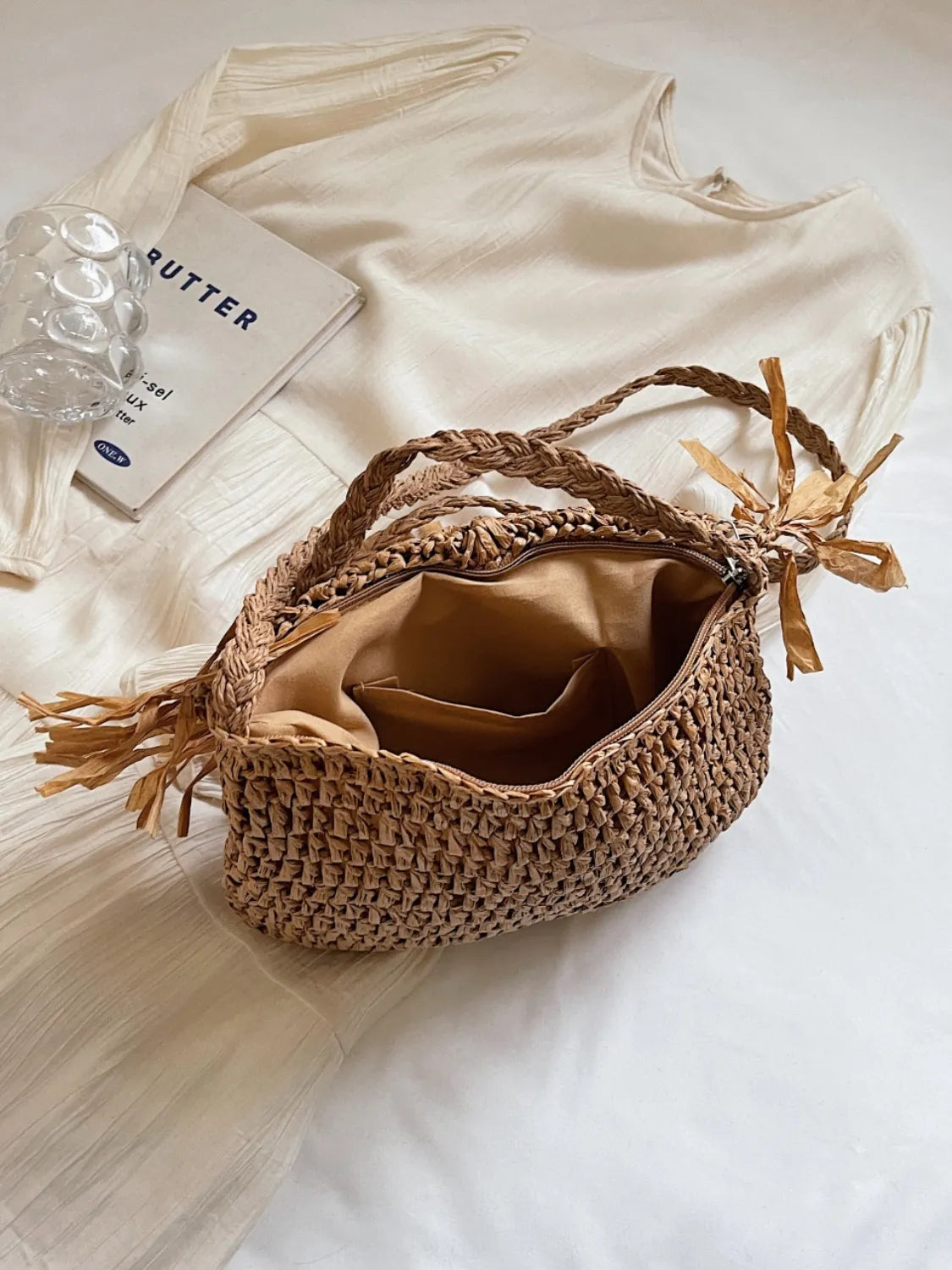 Straw Braided Fringe Shoulder Bag Carauana Store