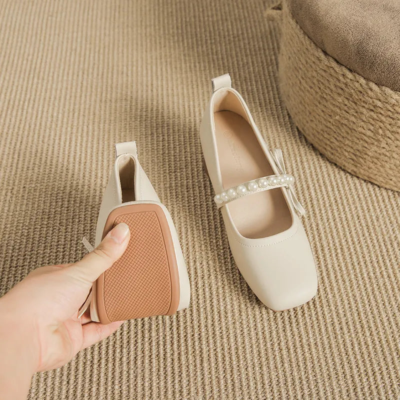 Square Toe Block Heels Pumps Carauana Store