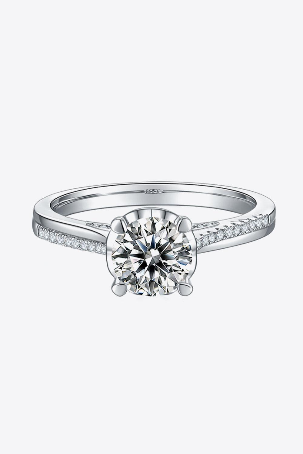 Adored 1 Carat Moissanite 925 Sterling Silver Side Stone Ring Carauana Store