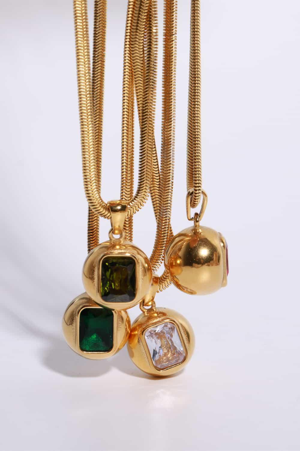 Zircon 18K Gold-Plated Geometrical Shape Pendant Necklace Carauana Store