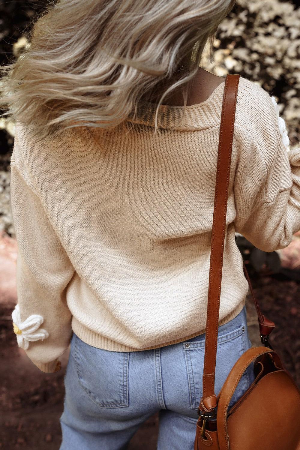 Flower Dropped Shoulder Long Sleeve Cardigan Carauana Store