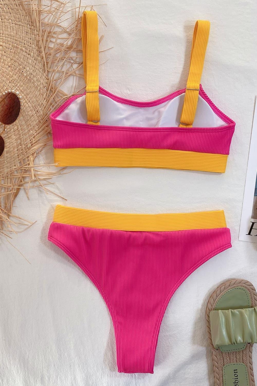 Color Block Scoop Neck Bikini Set Carauana Store