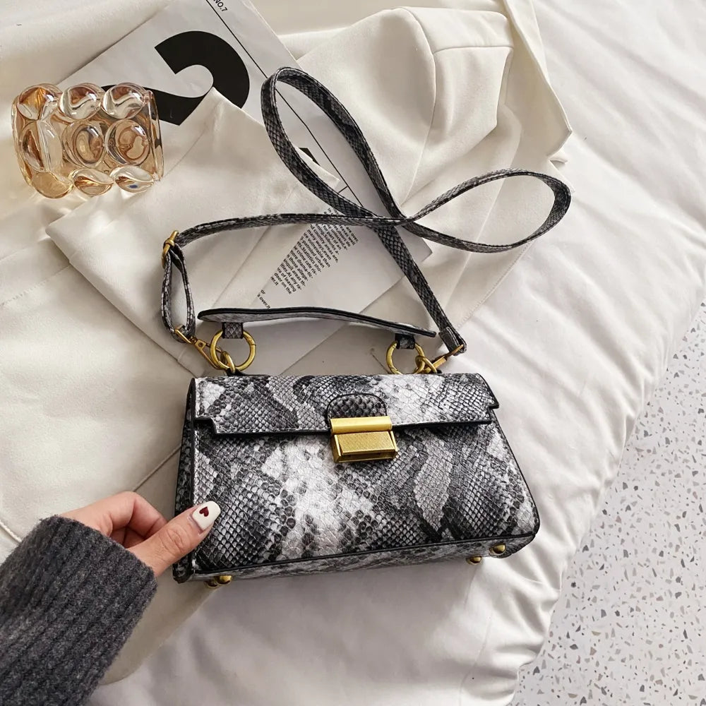 PU Leather Snakeskin Print Crossbody Bag Carauana Store