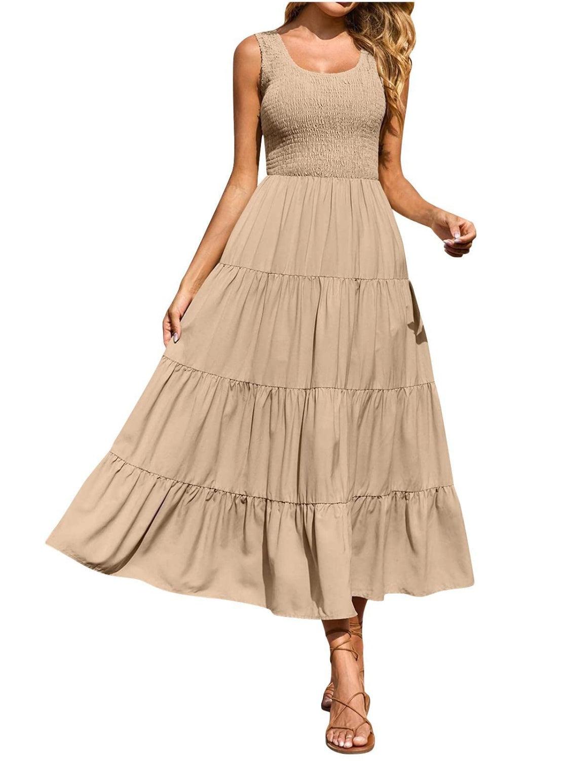 Tiered Smocked Wide Strap Dress Carauana Store
