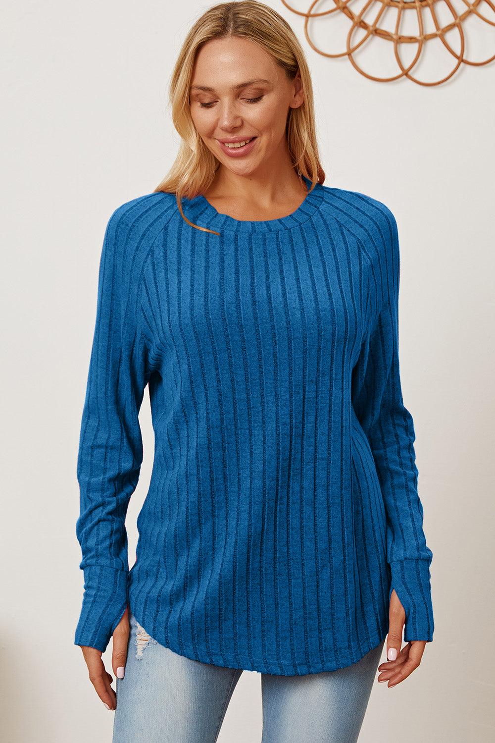 Basic Bae Full Size Ribbed Thumbhole Sleeve T-Shirt Carauana Store