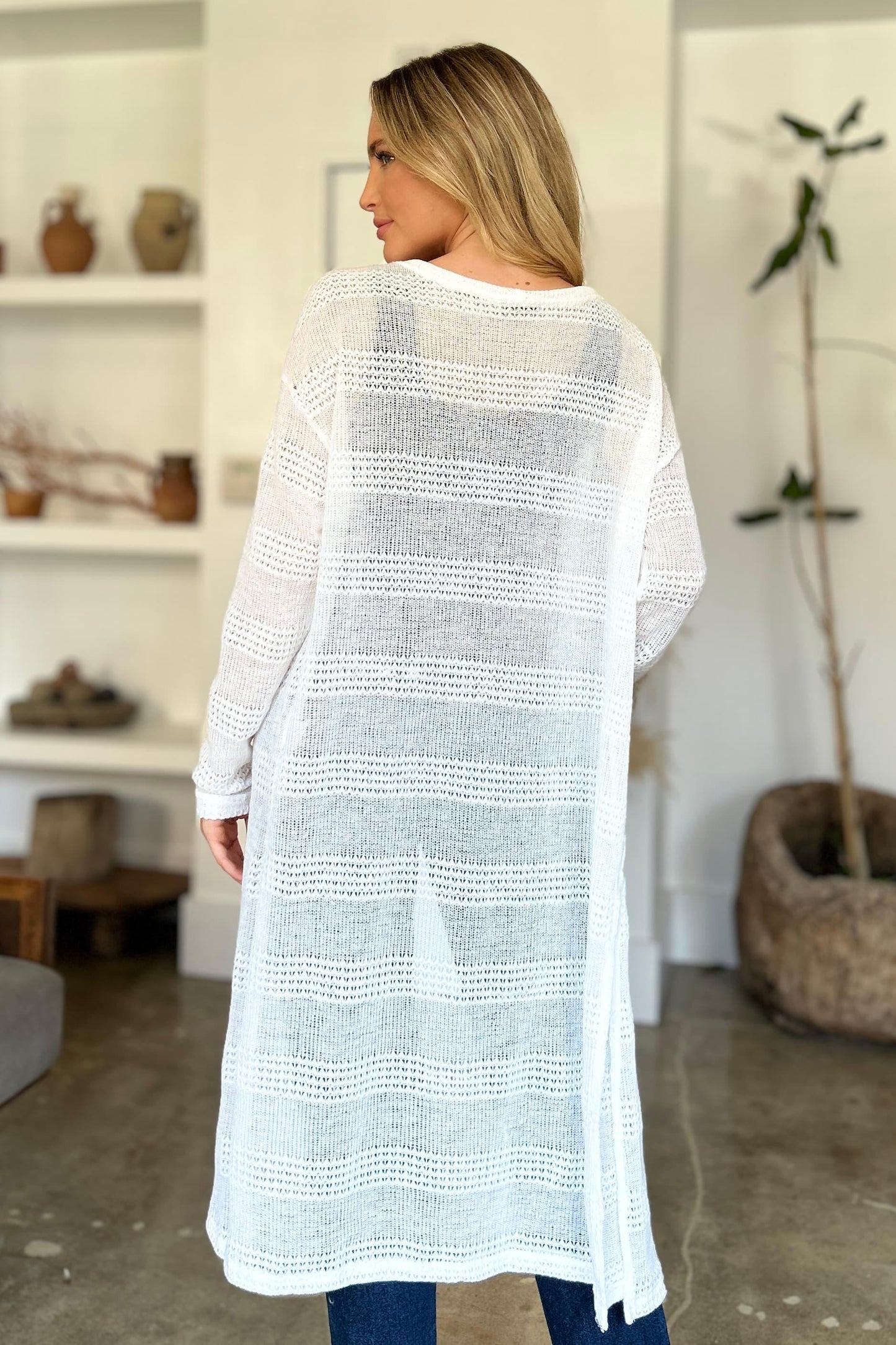 Double Take Full Size Open Front Longline Cardigan Carauana Store