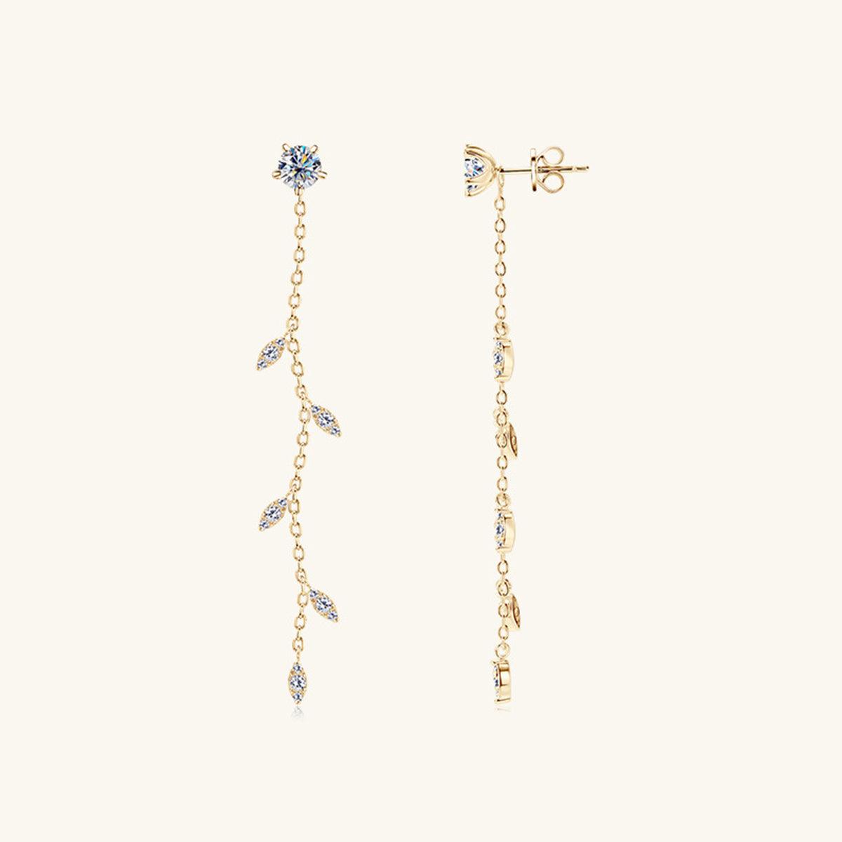 1.38 Carat Moissanite 925 Sterling Silver Leaf Earrings Carauana Store