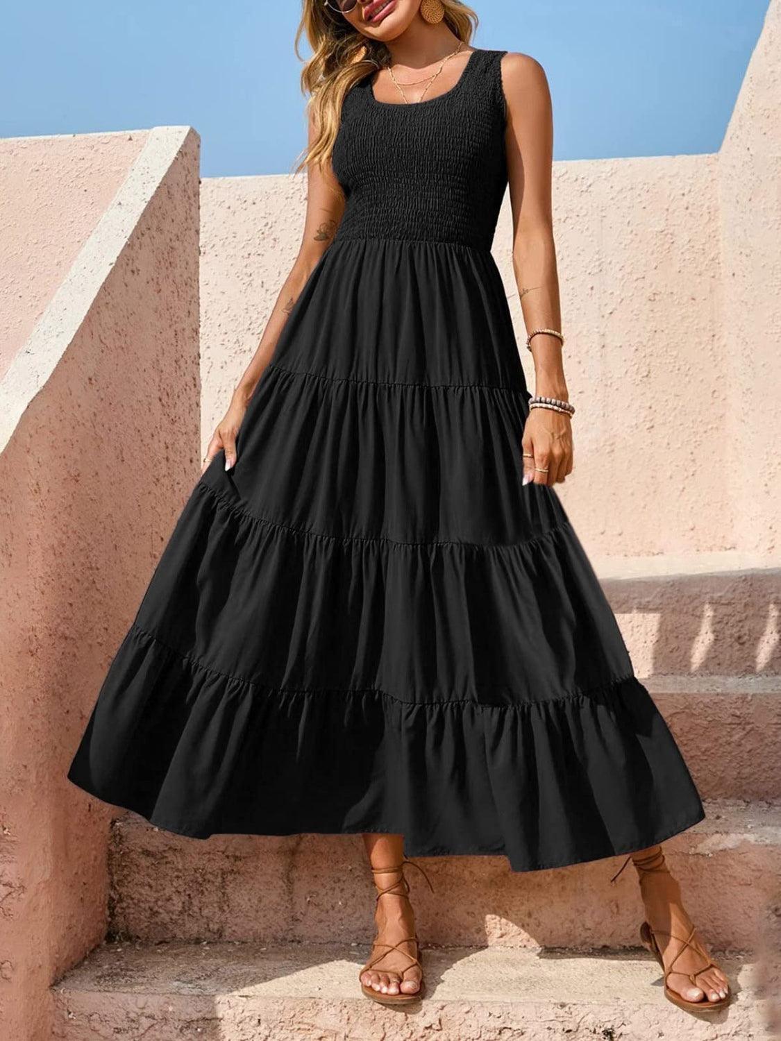 Tiered Smocked Wide Strap Dress Carauana Store