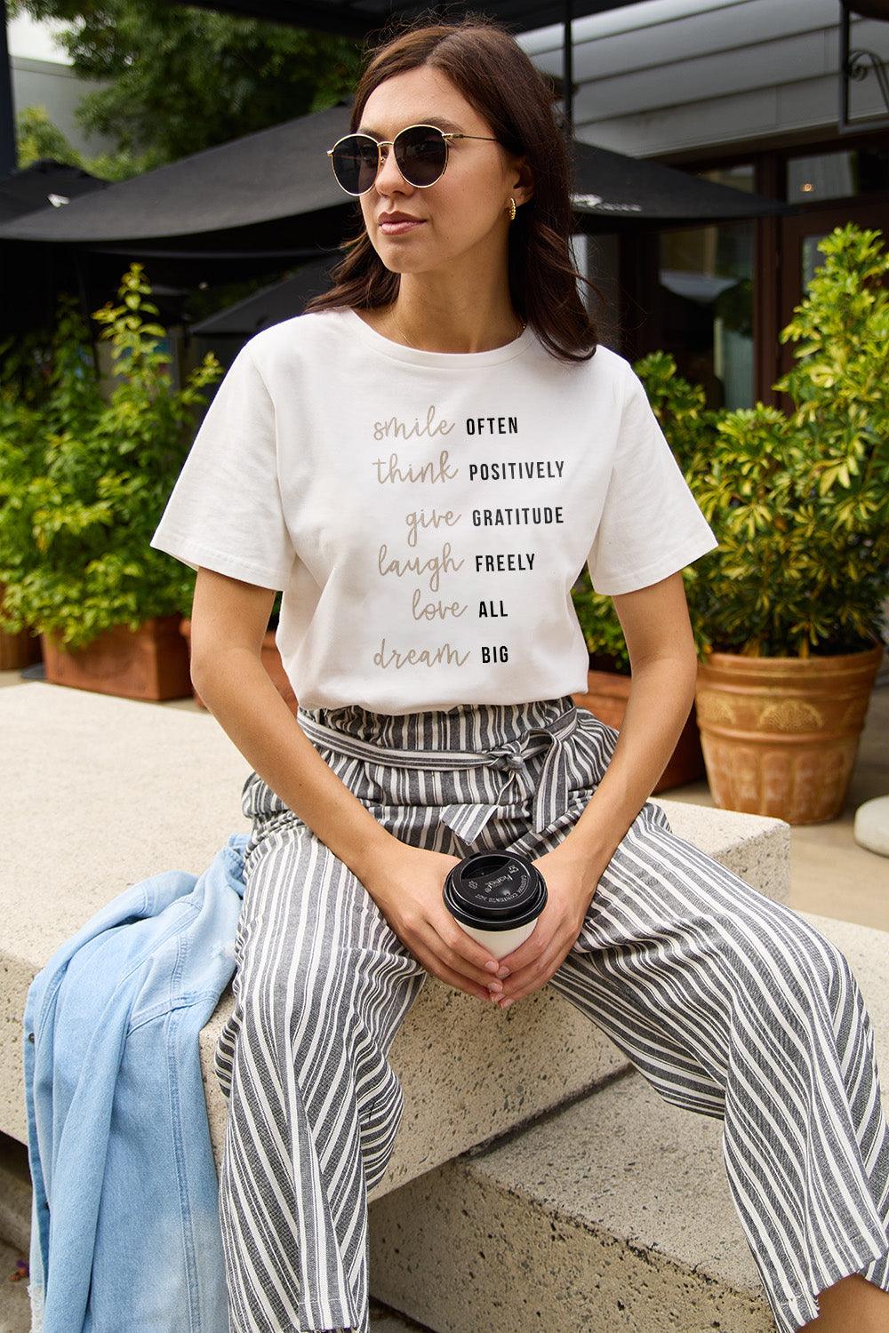 Simply Love Full Size Letter Graphic Short Sleeve T-Shirt Carauana Store