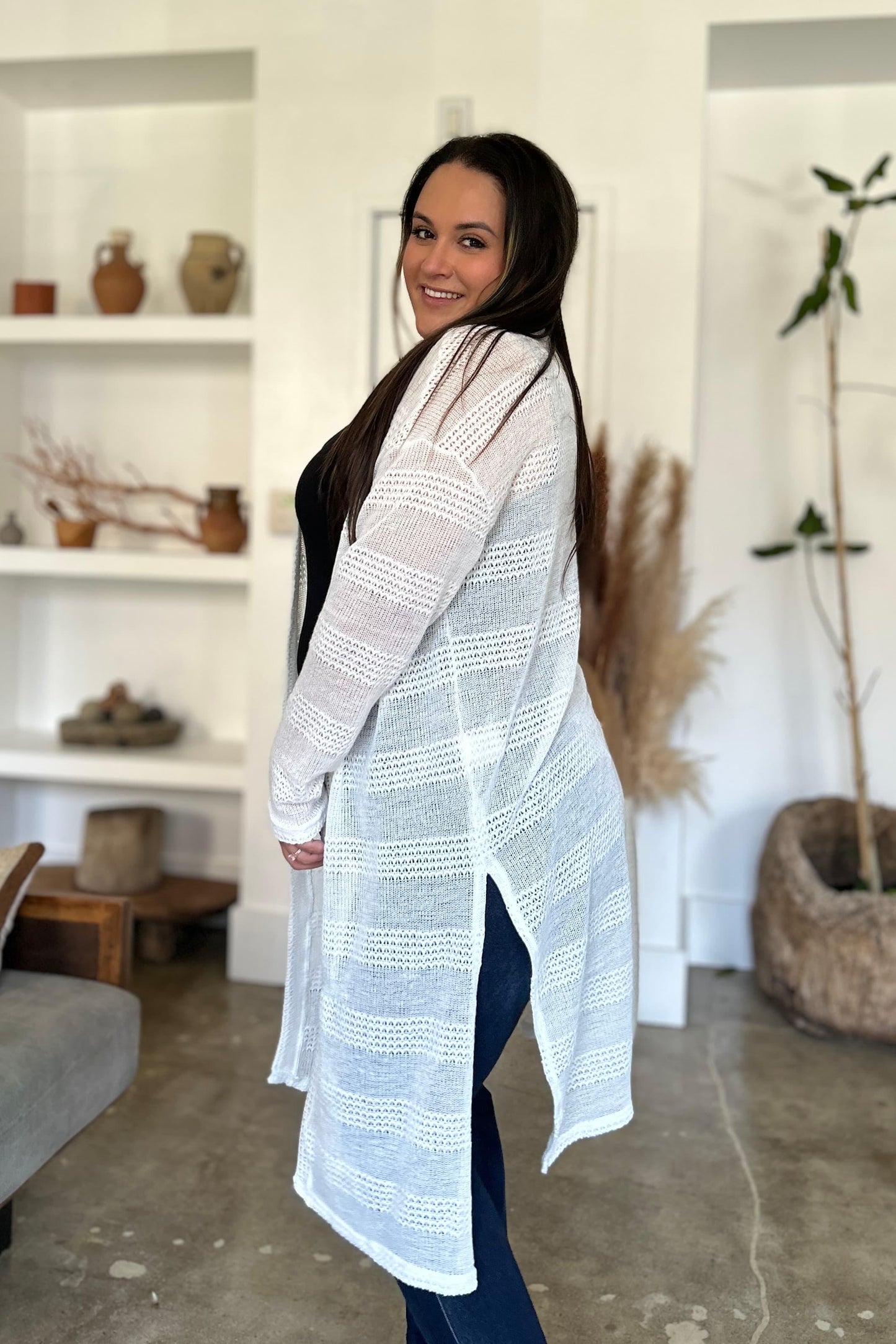 Double Take Full Size Open Front Longline Cardigan Carauana Store