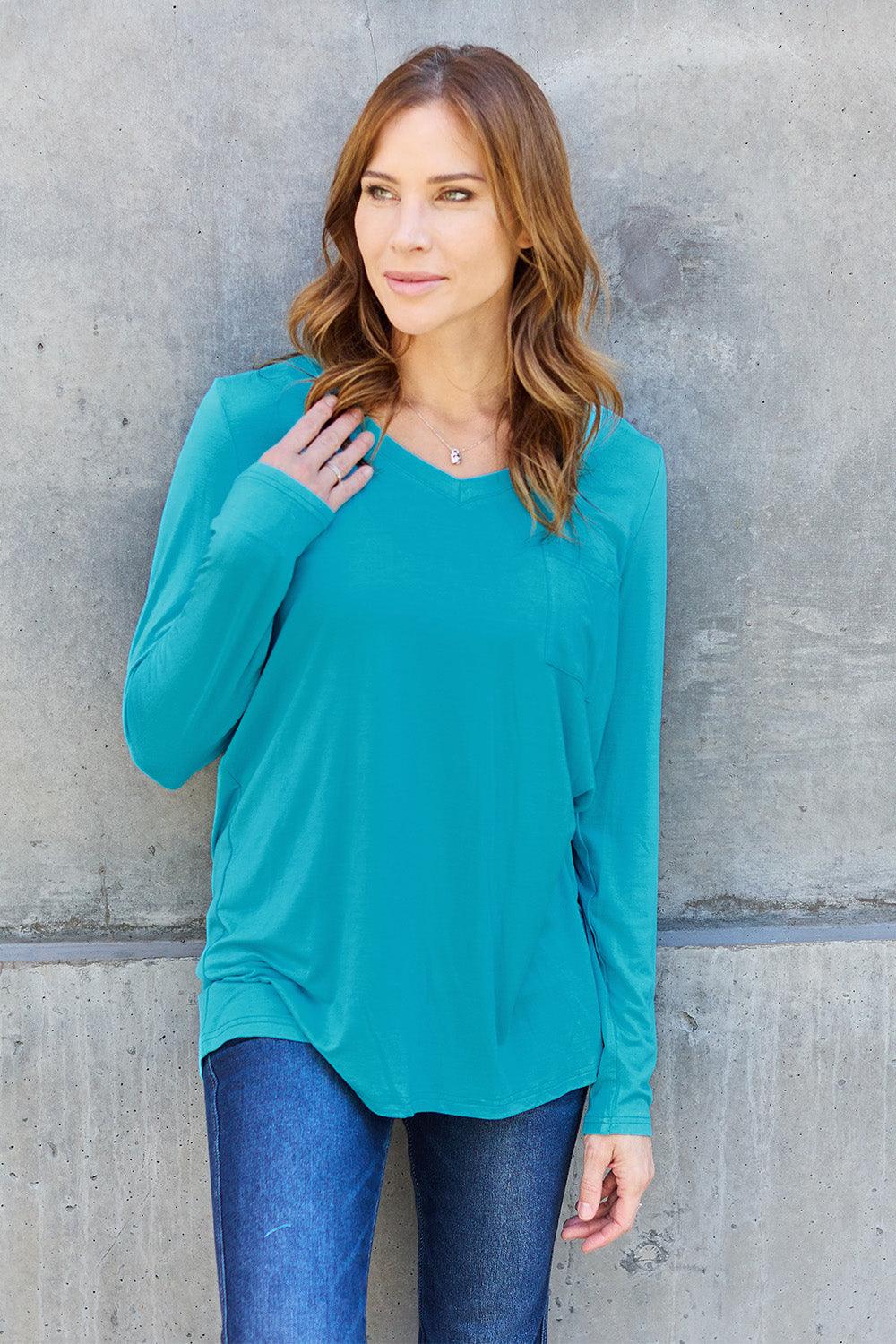 Basic Bae Full Size V-Neck Long Sleeve Top Carauana Store
