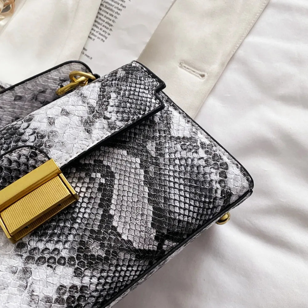 PU Leather Snakeskin Print Crossbody Bag Carauana Store