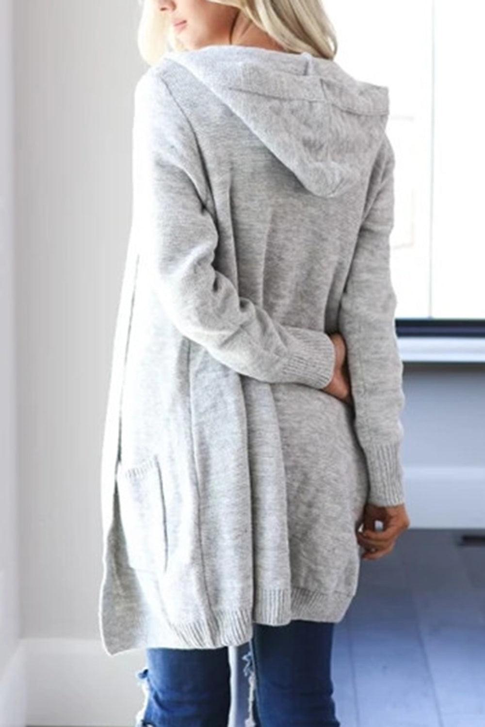 Heathered Open Front Cardigan with Pockets Carauana Store