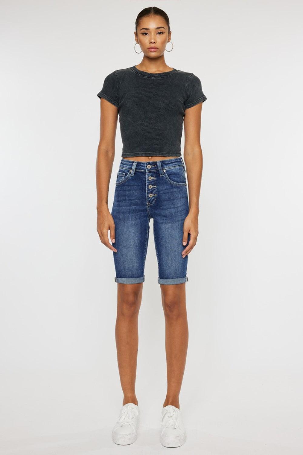 Kancan Full Size Cat's Whiskers Button Fly Denim Shorts Carauana Store