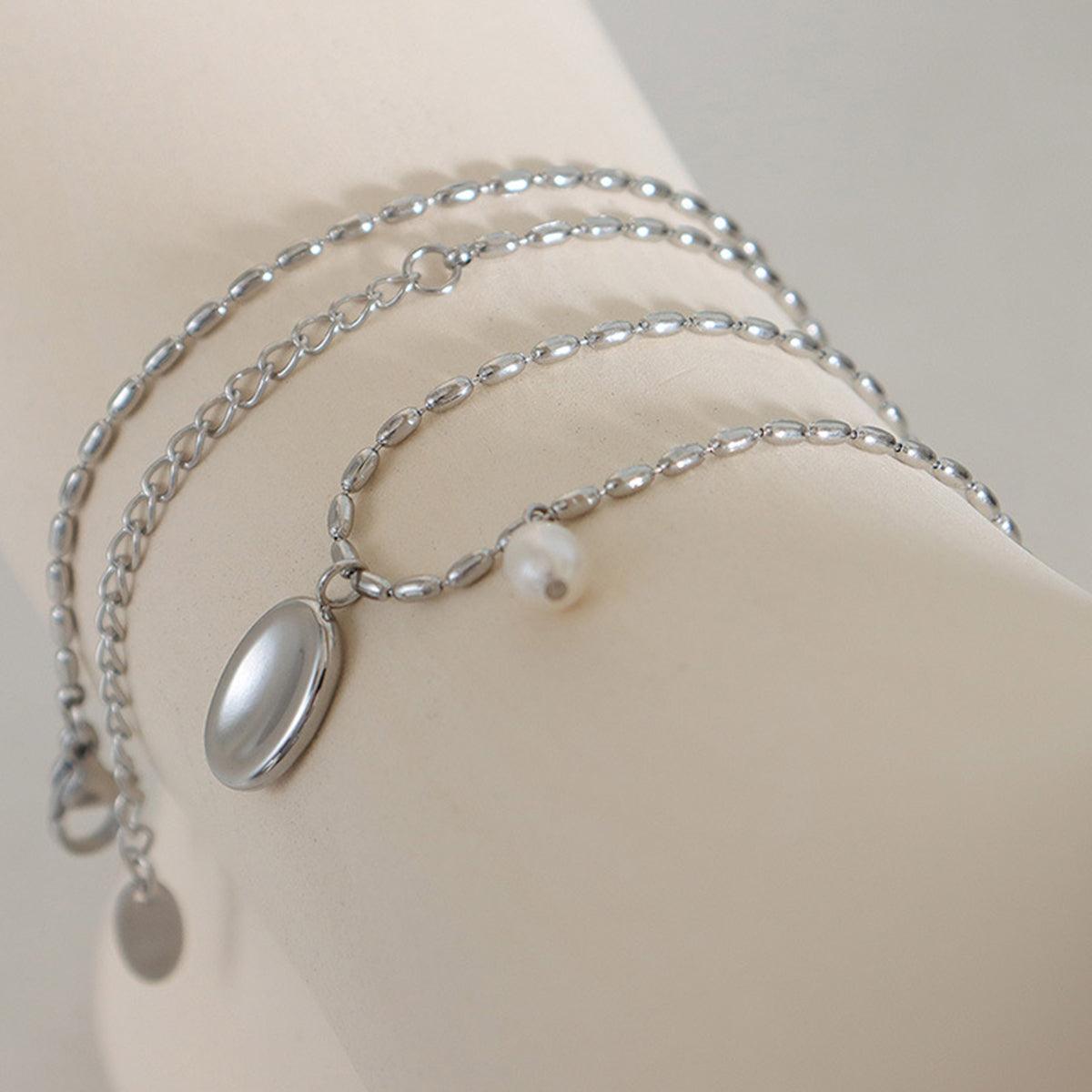 Titanium Steel Freshwater Pearl Pendant Necklace Carauana Store