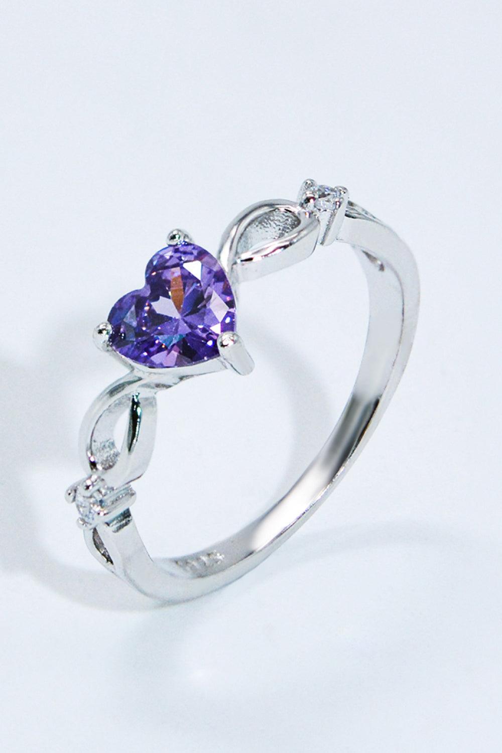 Crystal Heart 925 Sterling Silver Ring Carauana Store