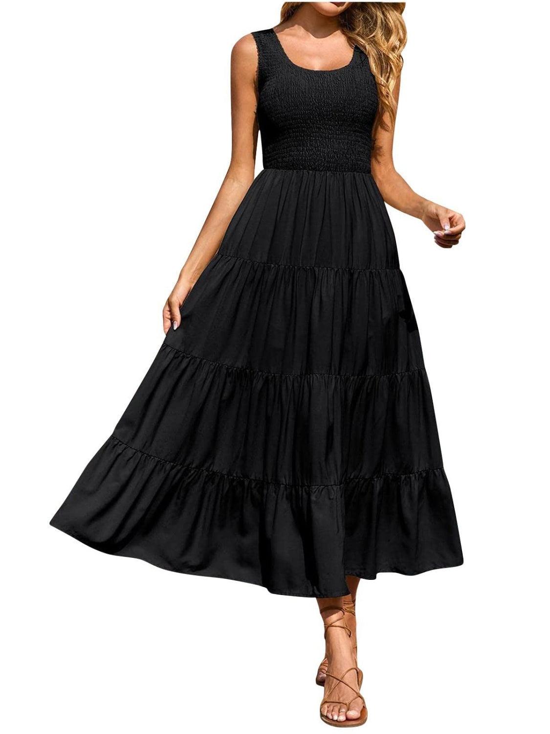 Tiered Smocked Wide Strap Dress Carauana Store