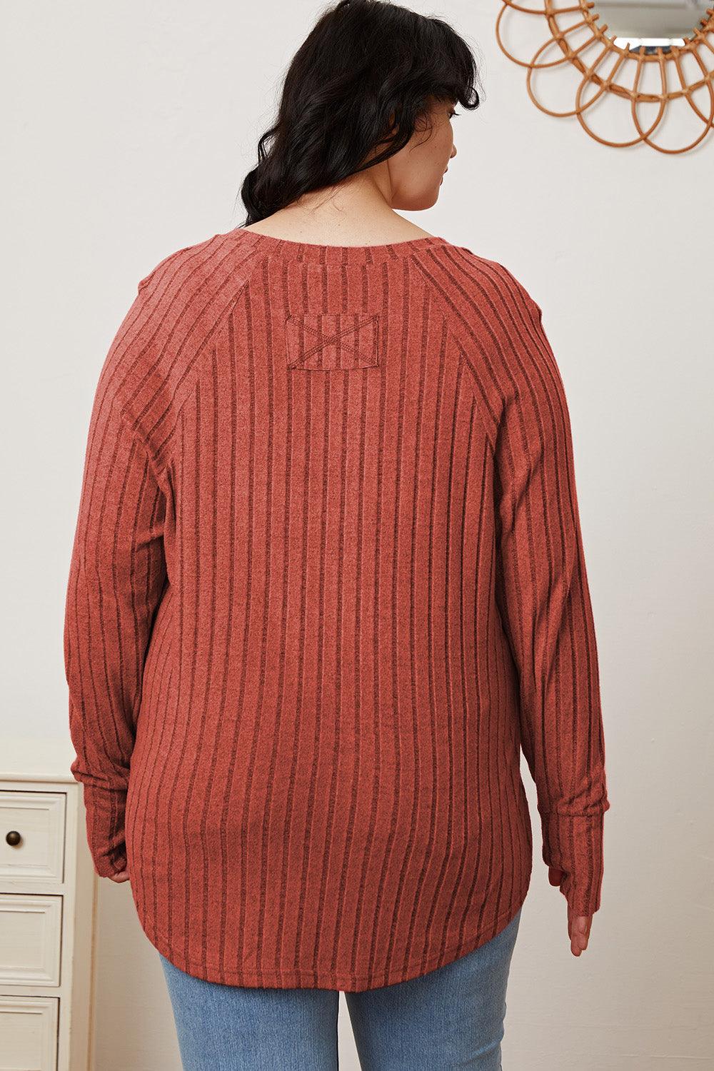 Basic Bae Full Size Ribbed Thumbhole Sleeve T-Shirt Carauana Store