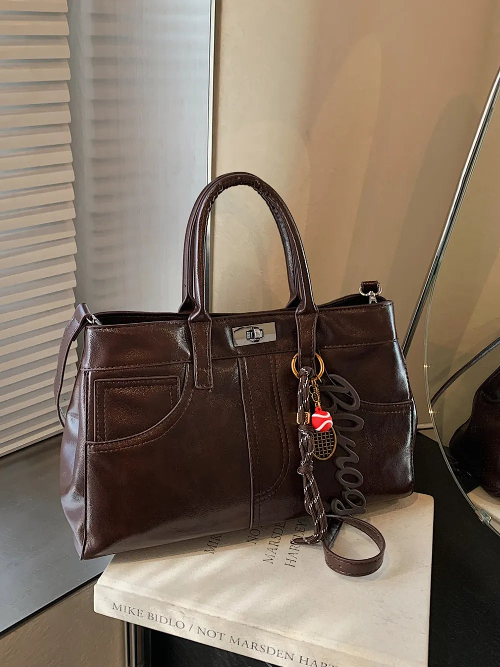PU Leather Handbag with Pendant Carauana Store