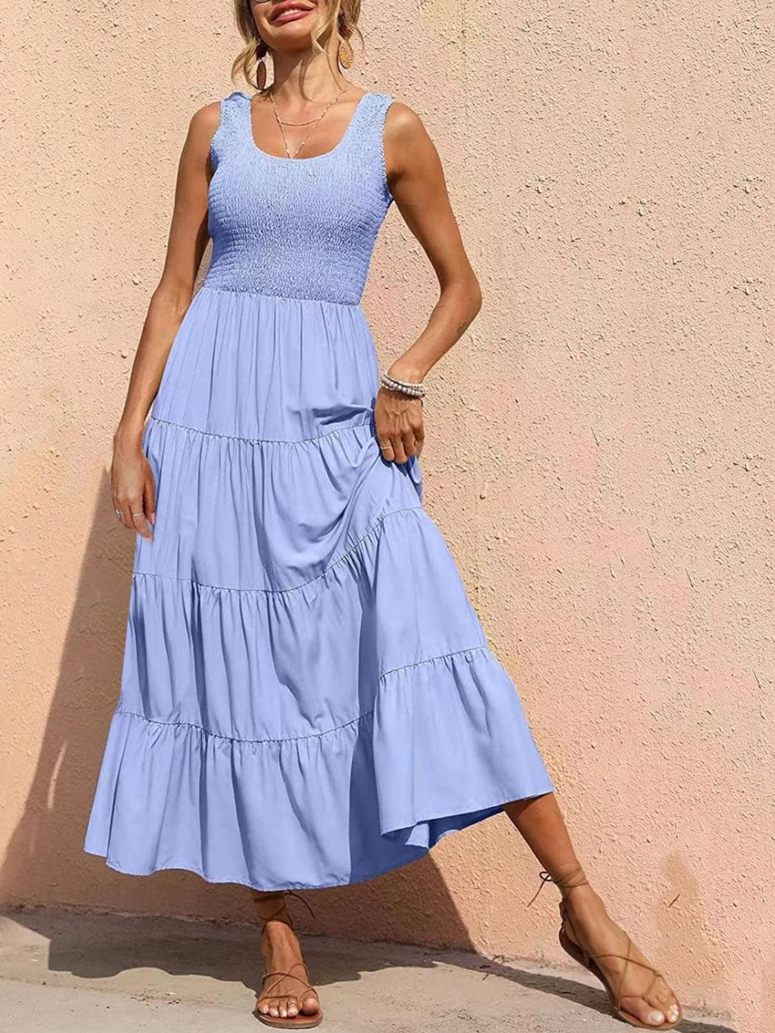 Tiered Smocked Wide Strap Dress Carauana Store
