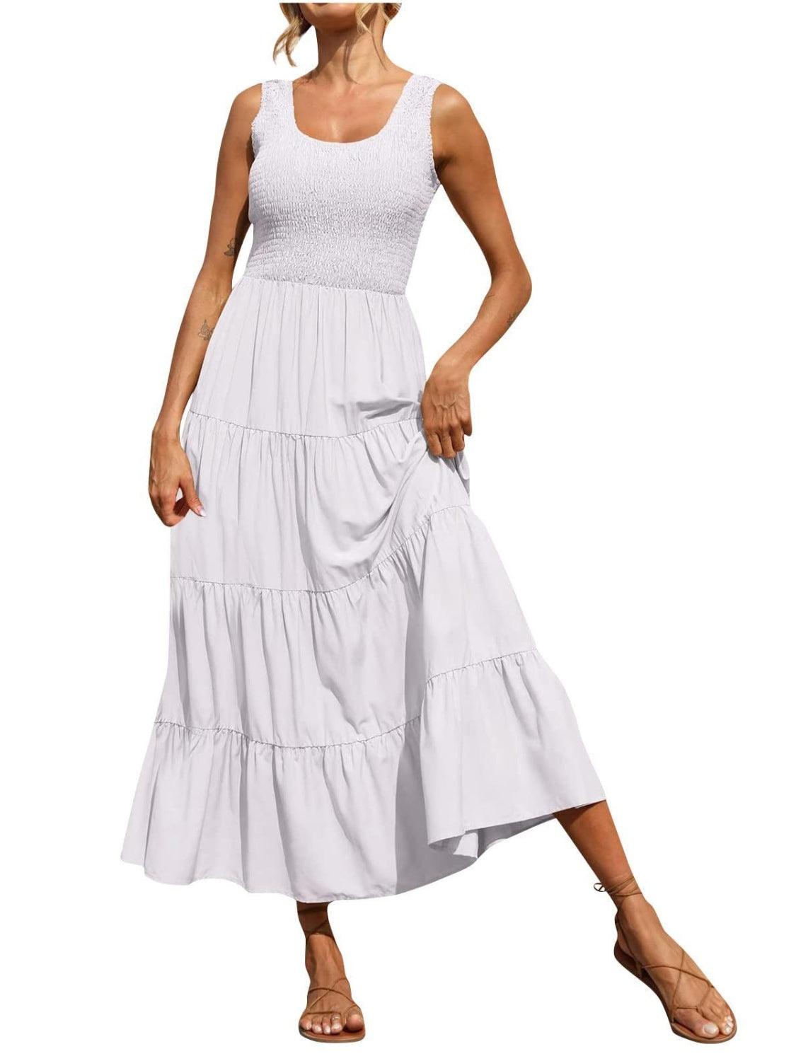 Tiered Smocked Wide Strap Dress Carauana Store